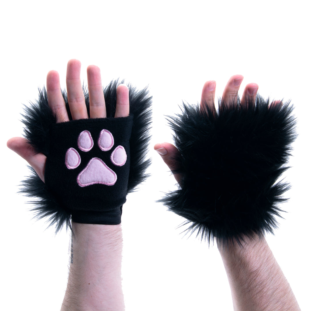classic black Pawstar pawlet furry hand glove paws.