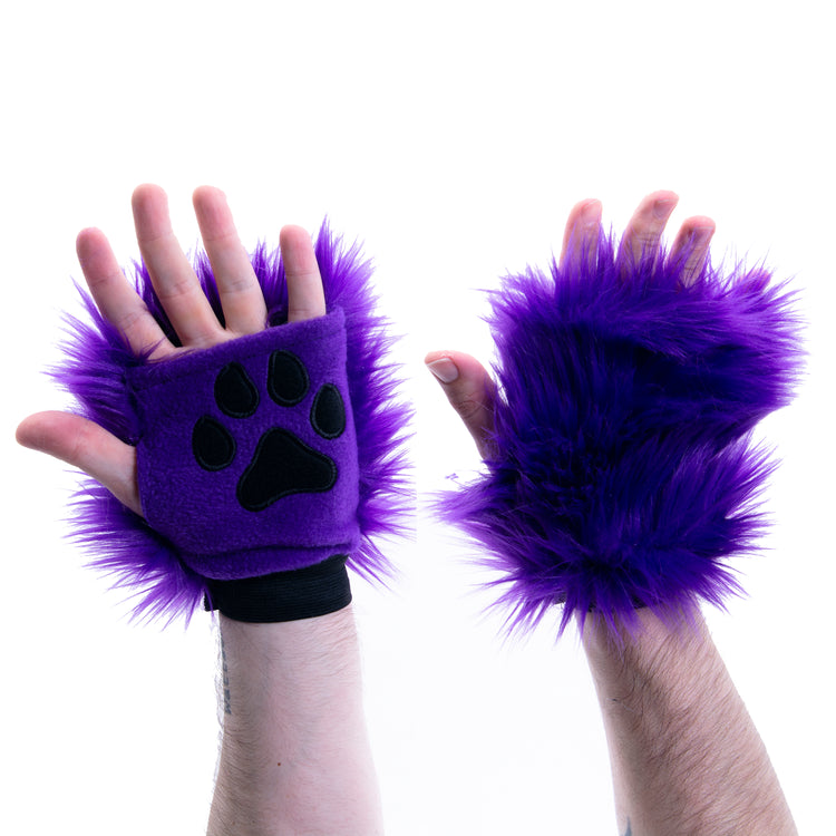 purple Pawstar pawlet furry hand glove paws.