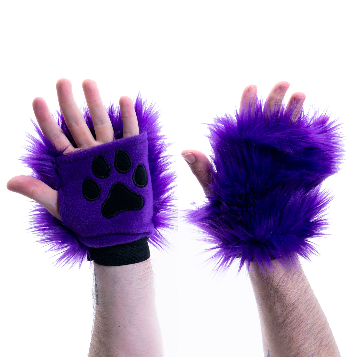 purple Pawlets faux fur partial fursuit hand paw gloves furry halloween costume anime cosplay
