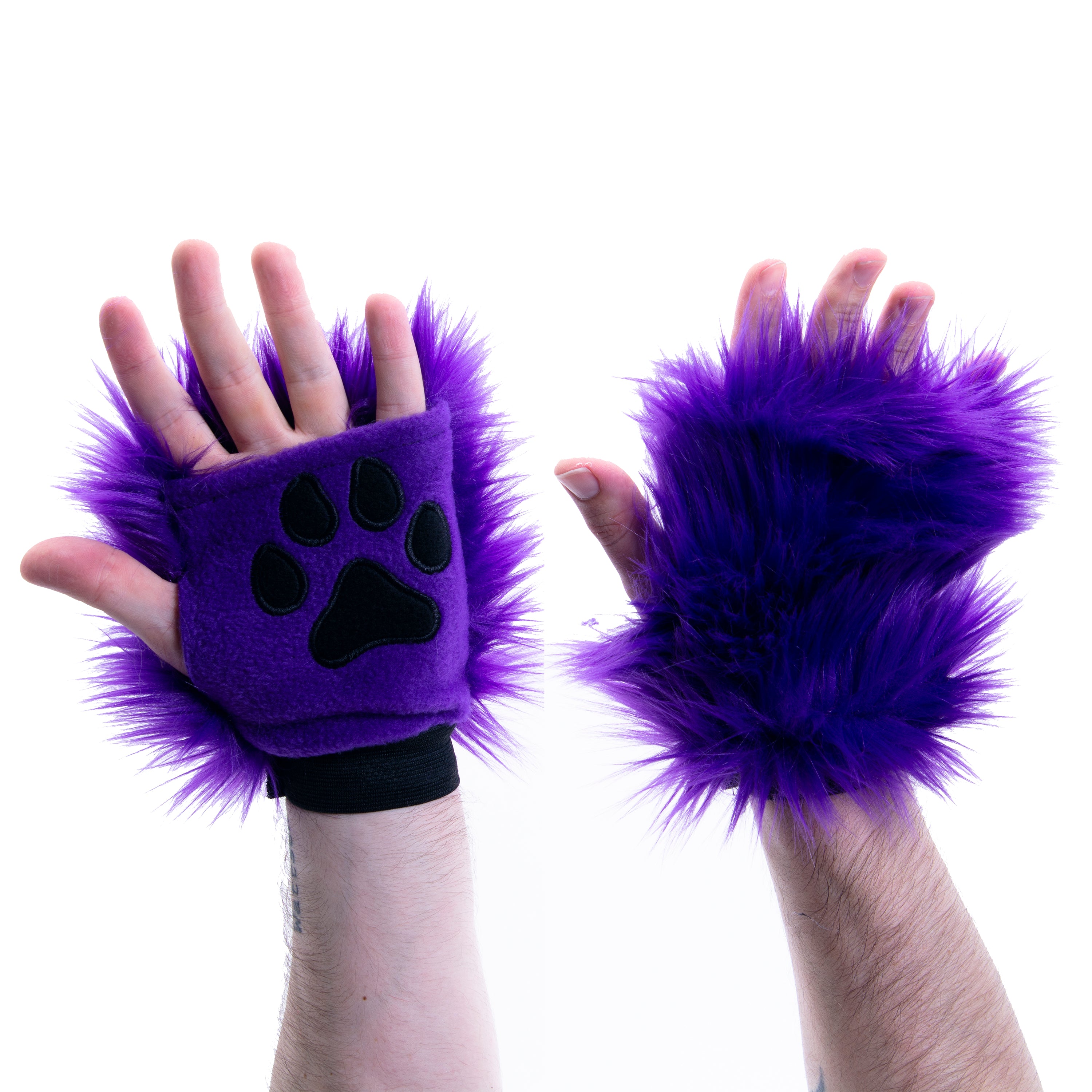 purple Pawlets faux fur partial fursuit hand paw gloves furry halloween costume anime cosplay