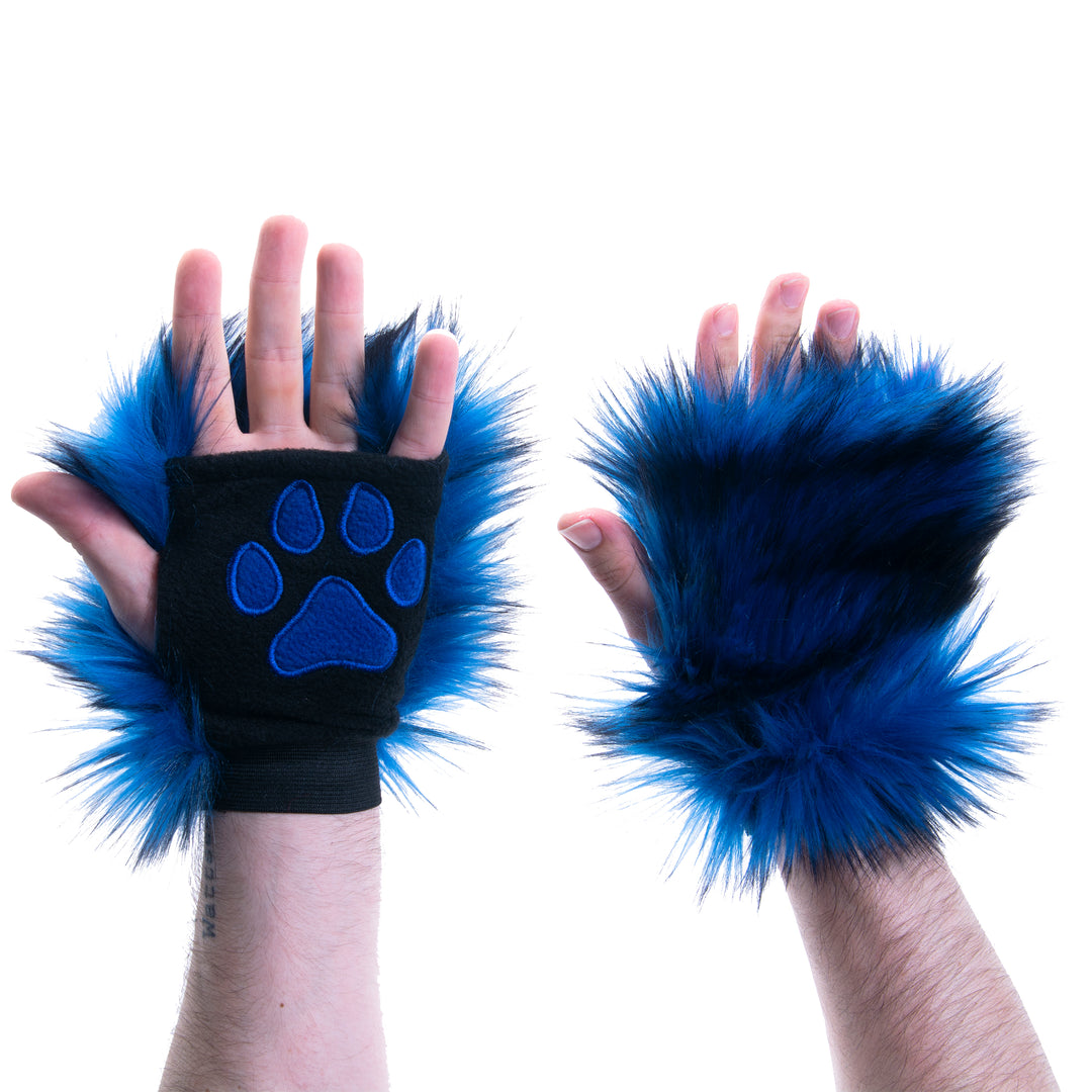 blue Wild Wolf Fur Pawlets by Pawstar. Made from high quality faux fur. Great for costumes, cosplays, furries, and more.