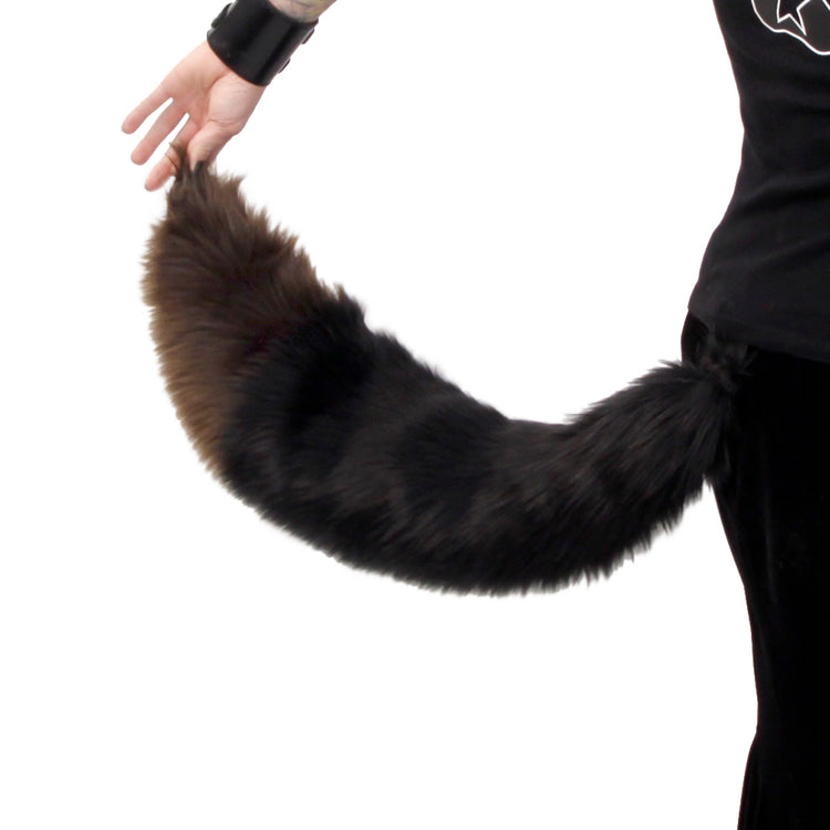 brown Pawstar furry fluffy faux fur yip tip fox tail. For costumes, cosplay and furry.