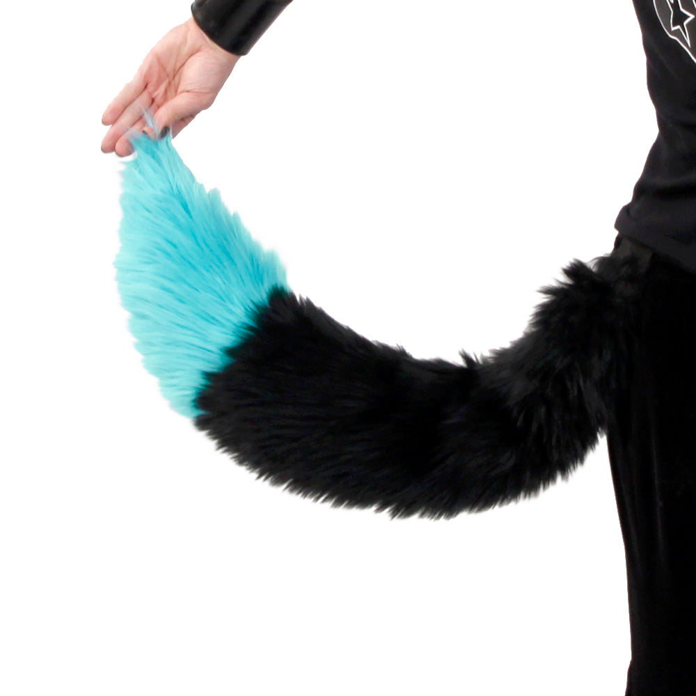 teal turquoise Yip Tip Full Size Fox Tail - Pawstar Pawstar Tails 