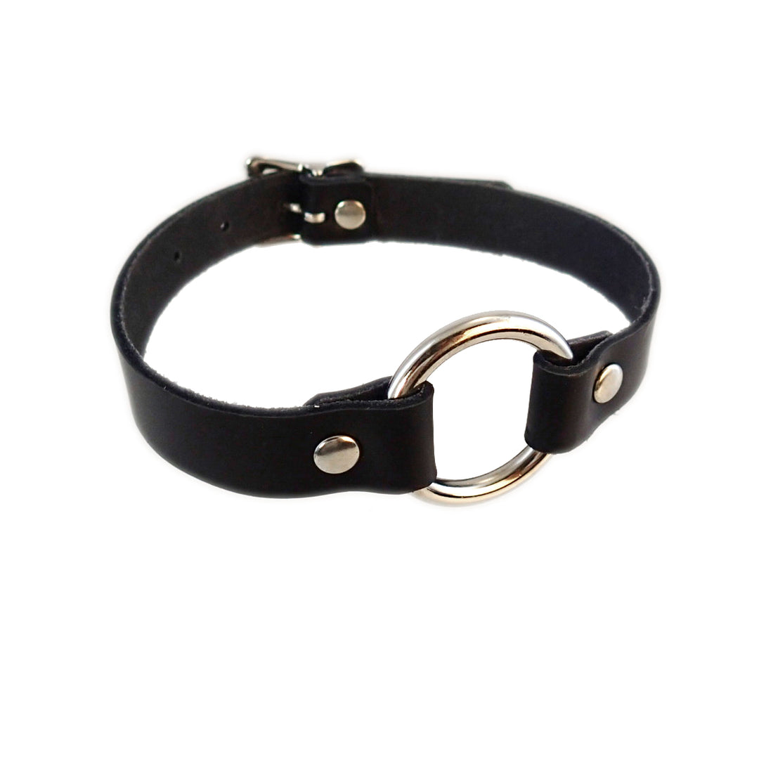 black basic dreamy collar. Pawstar leather choker for furry conventions, halloween, cosplay and alt fashion. Made in America since 2003.