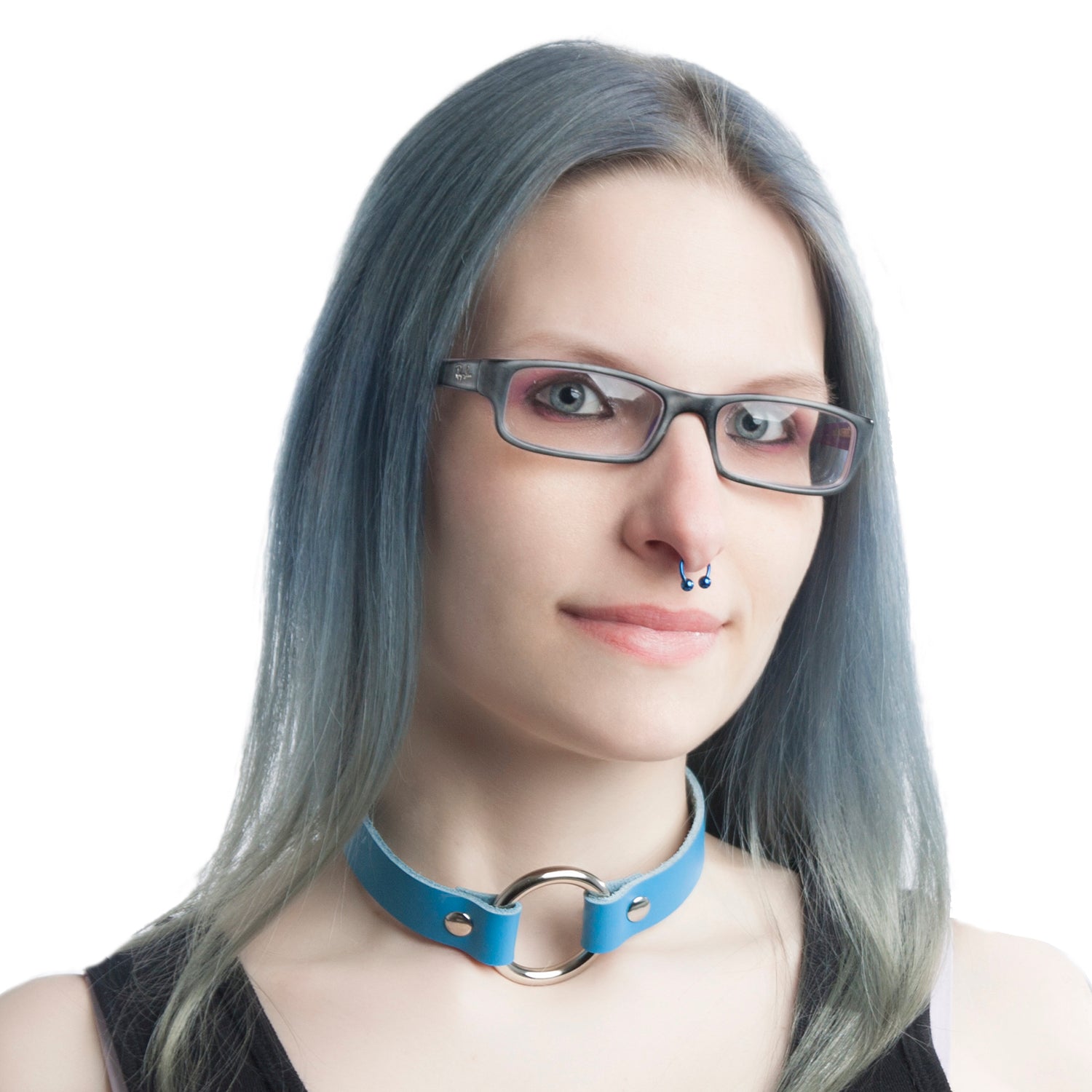 pastel kawaii light blue basic dreamy collar. Pawstar leather choker for furry conventions, halloween, cosplay and alt fashion. Made in America since 2003.
