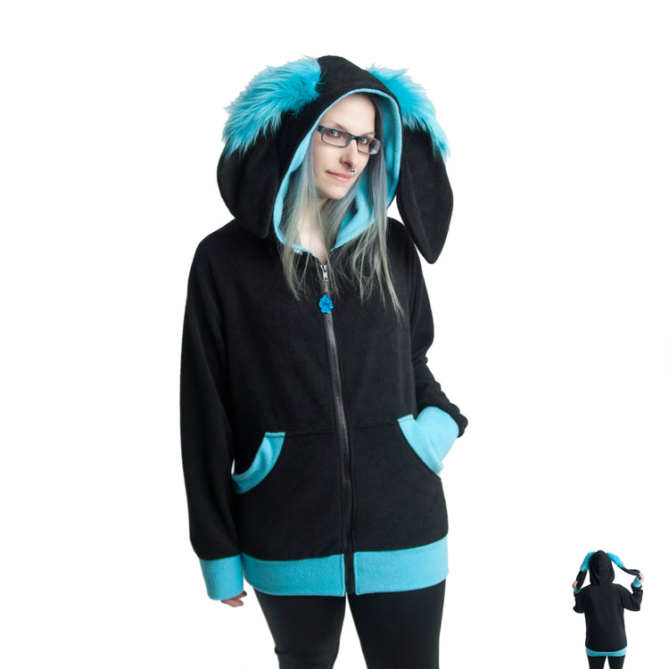 Bunny Nybble Hoodie - Turquoise - Pawstar Pawstar Hoodie bunny, clothing, cosplay, costume, flash sale, furry, hoodie, sale, ship-15, ship-30day