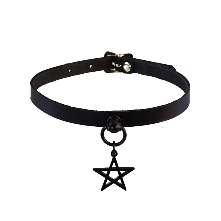 Pentagram Collar - Pawstar dsfusion Collar goth, leather, ship-15, ship-15day