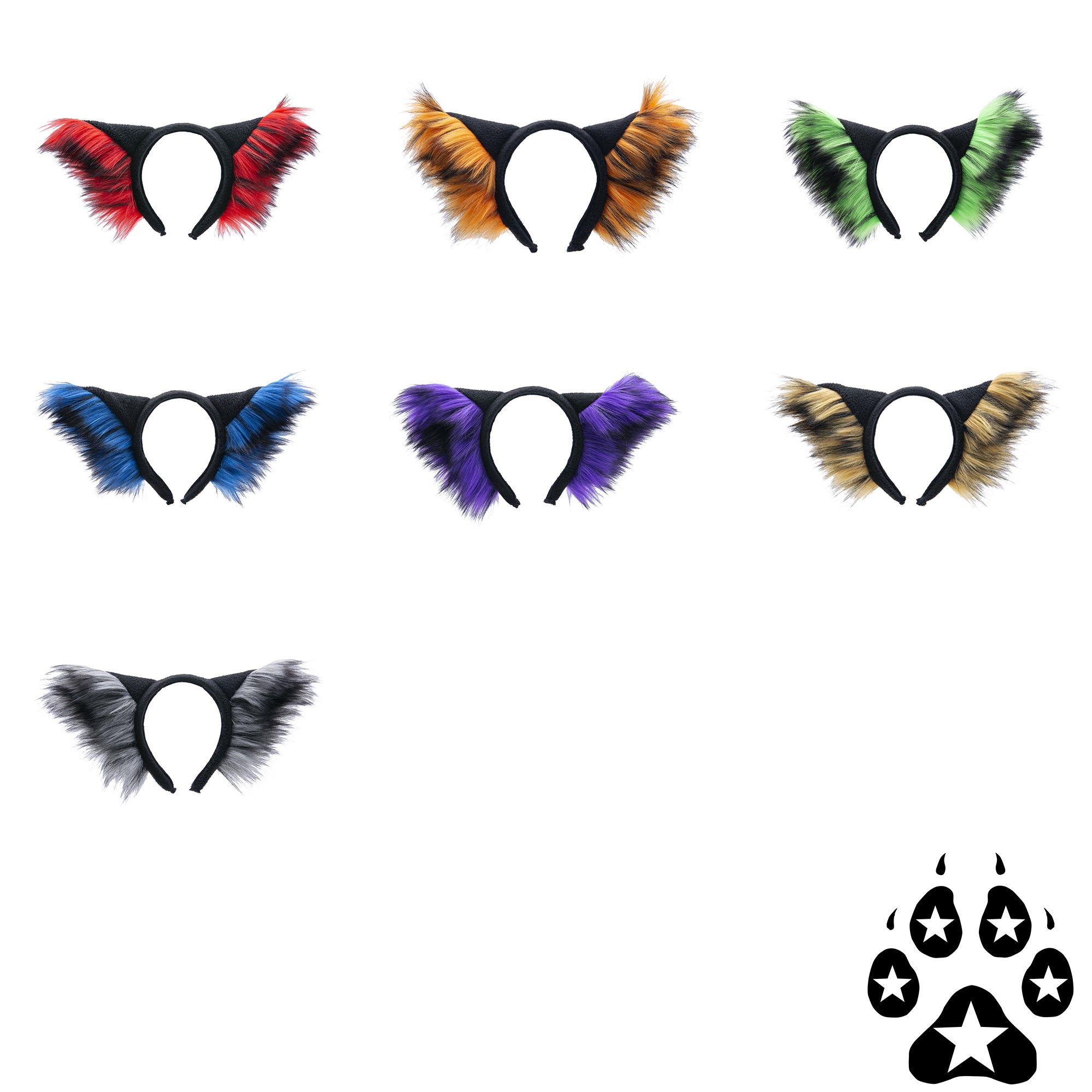 Color Selection of Wild Wolf Ear Headband by Pawstar for costumes, cosplay, fursuit, fashion, therian