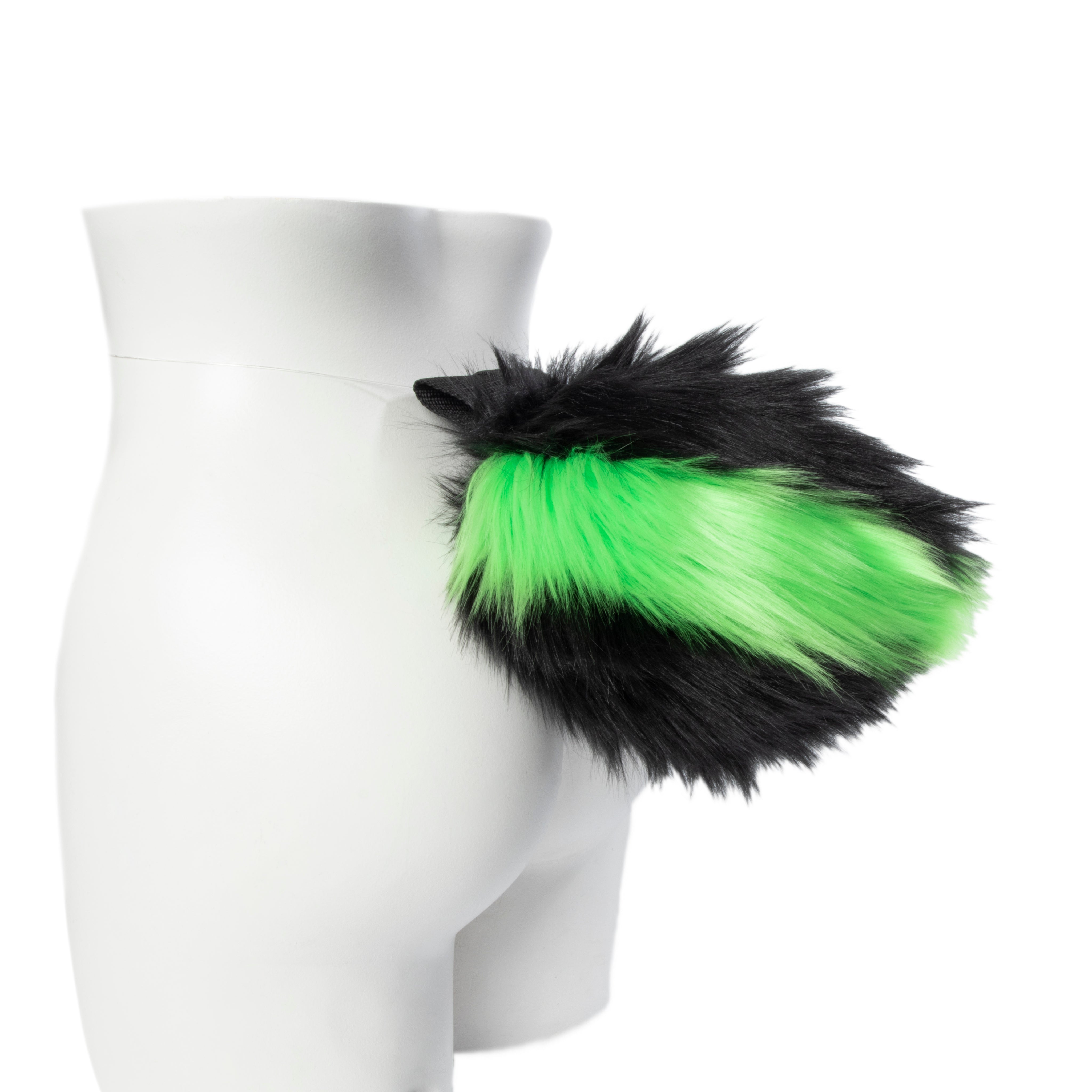 lime green Pawstar Bunny Plus Tail. Faux fur furry rabbit costume tail.
