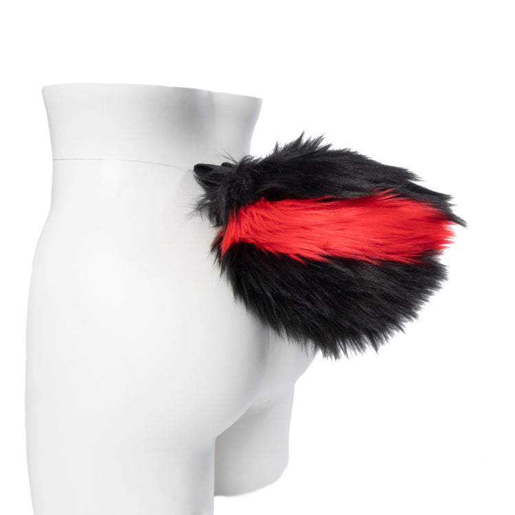 red Pawstar Bunny Plus Tail. Faux fur furry rabbit costume tail.
