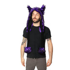 purple Wild Wolf Fur Puffet Hood - Pawstar Pawstar Hoods canine, cosplay, costume, furry, hat, wolf