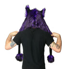 purple Wild Wolf Fur Puffet Hood - Pawstar Pawstar Hoods canine, cosplay, costume, furry, hat,  wolf