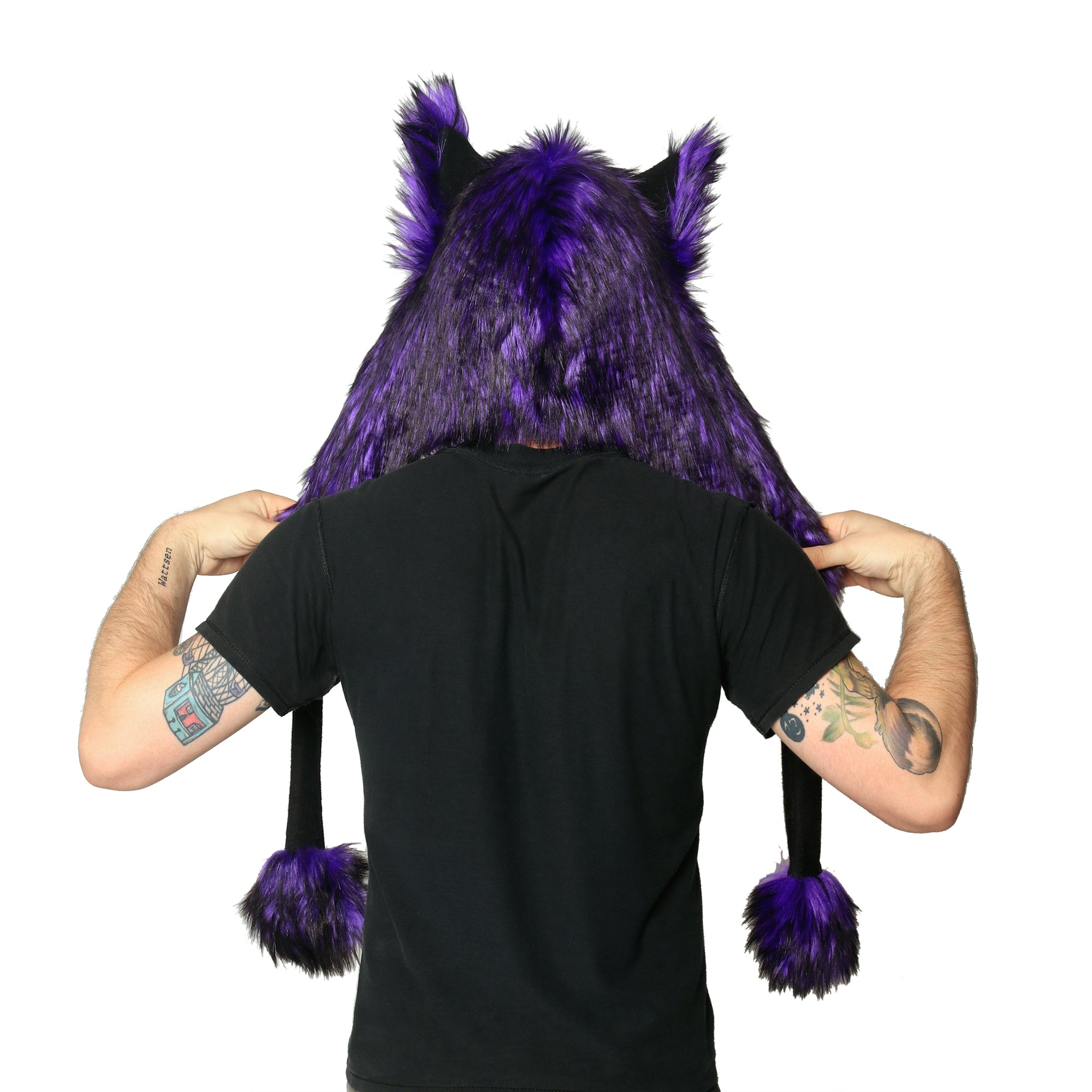 purple Wild Wolf Fur Puffet Hood - Pawstar Pawstar Hoods canine, cosplay, costume, furry, hat,  wolf