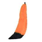 orange and black Full size fox tail by pawstar. These faux fur tails are perfect for cosplay, halloween costumes, partial fursuit and more. Made in the USA since 2003.