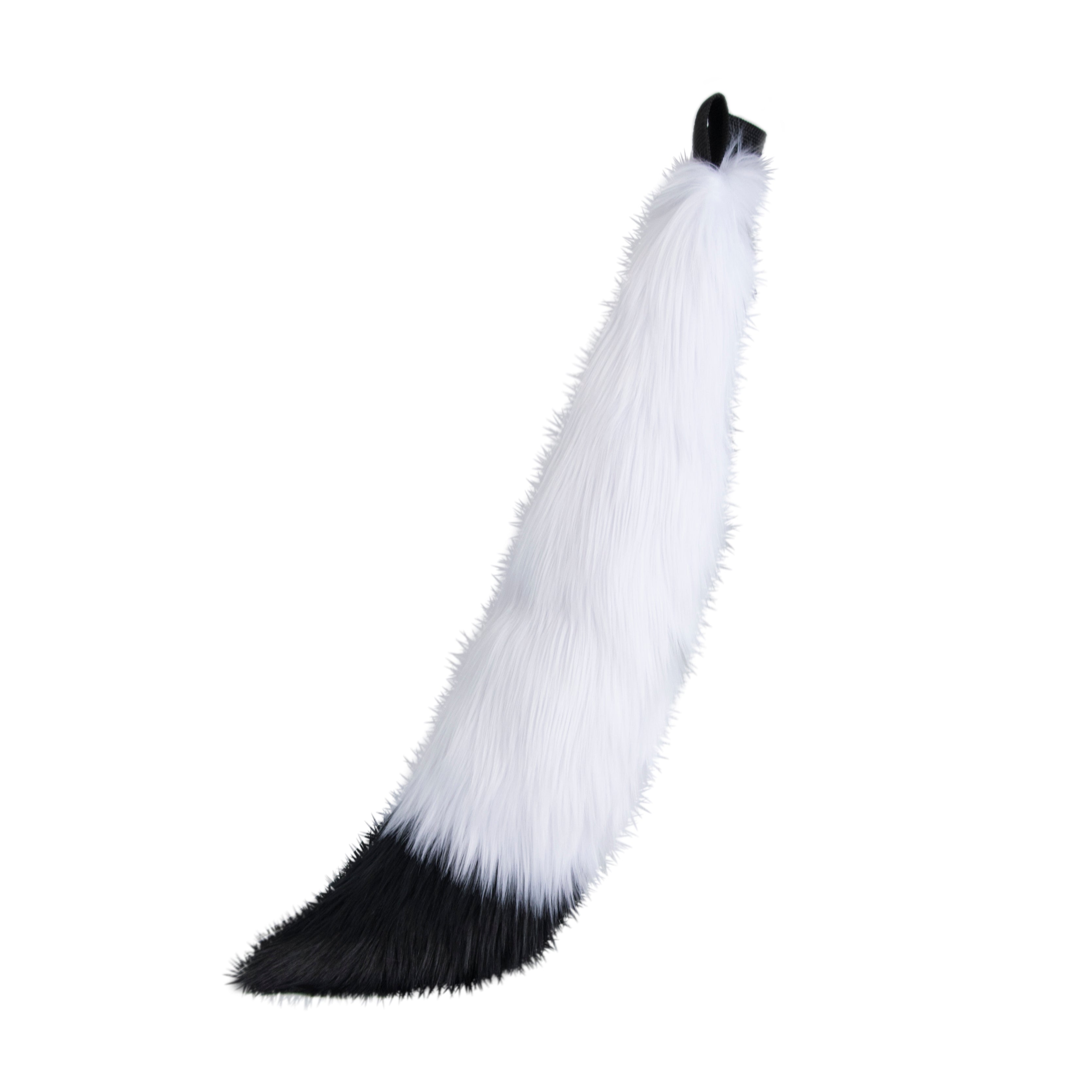 white with black tip Mini Fox Tail - Pawstar Pawstar Tails, canine
