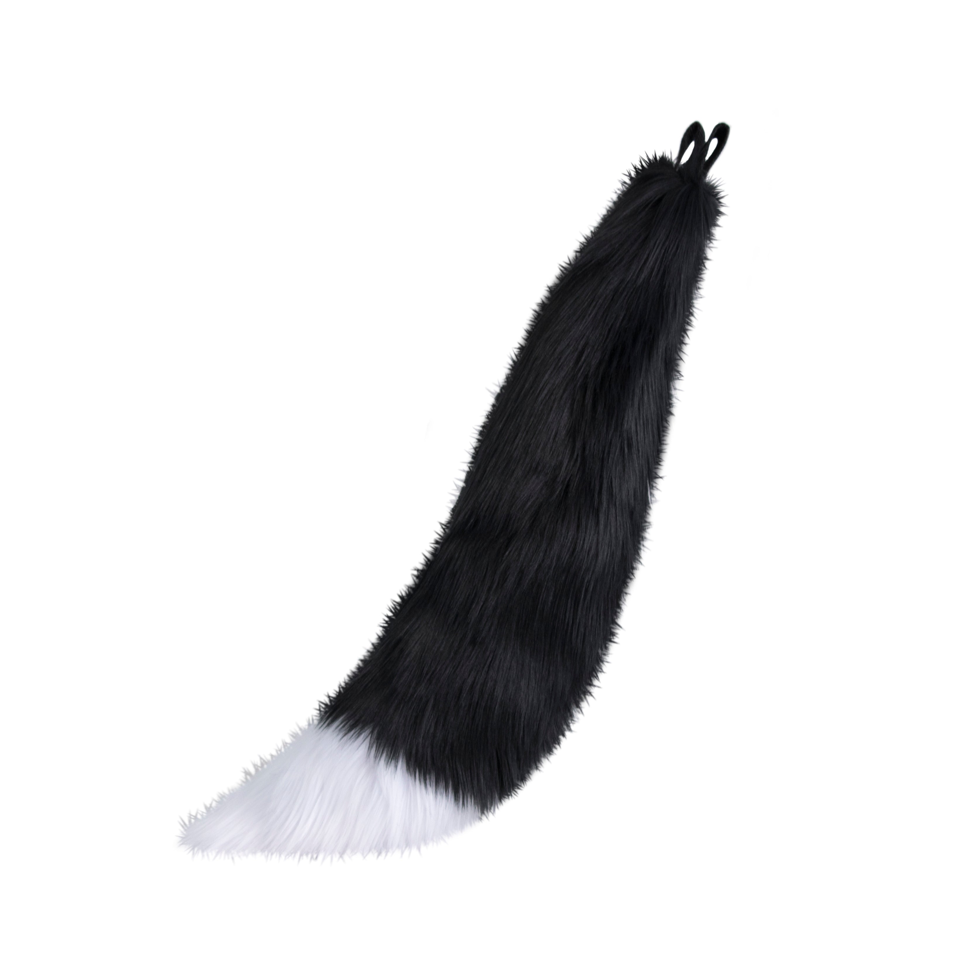 black Pawstar fluffy furry costume mini fox tail. Great for Halloween, Parties, and more.