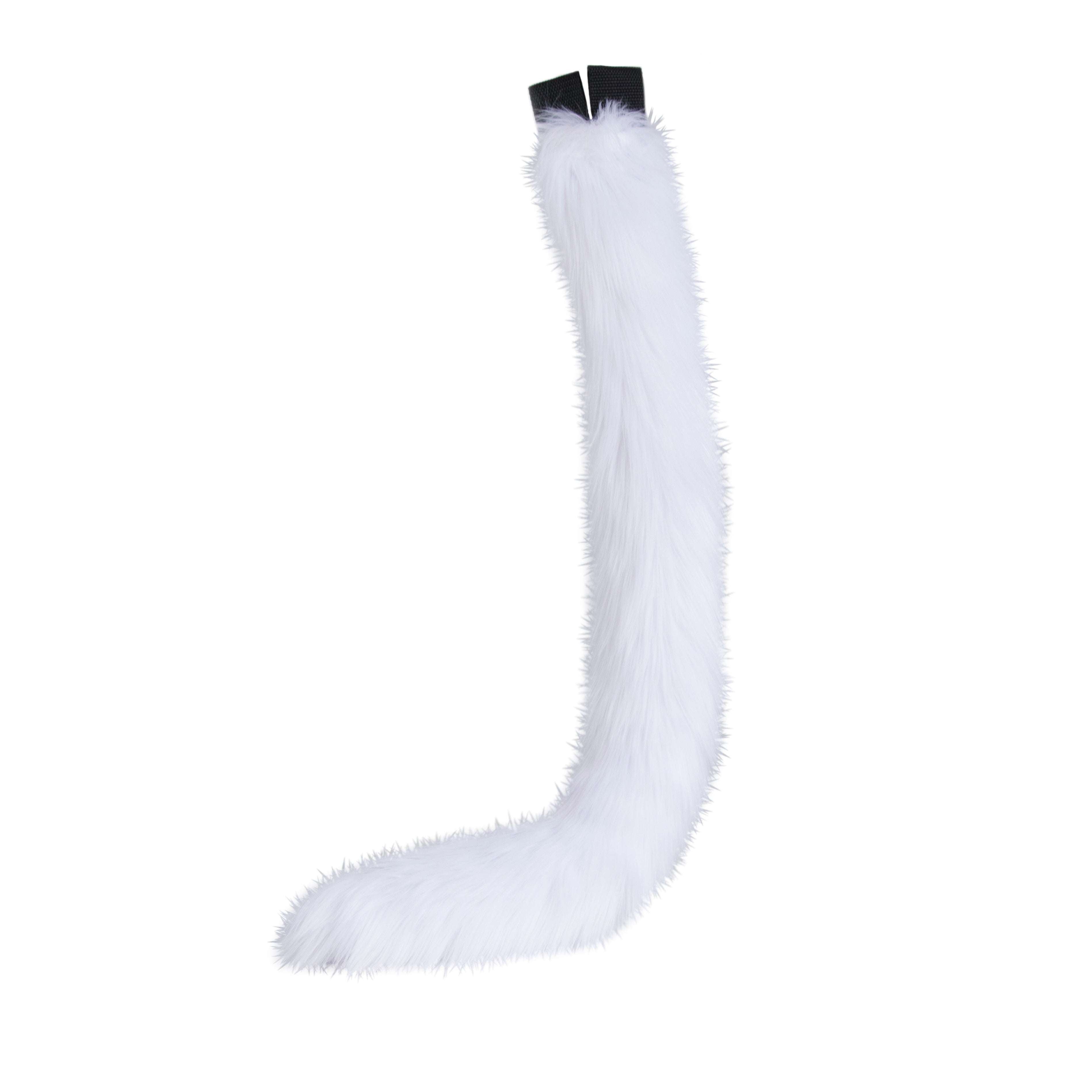 white Pawstar classic original faux fur kitty cat costume tail for cosplay and partial furry fursuits. Unisex adult halloween costume.