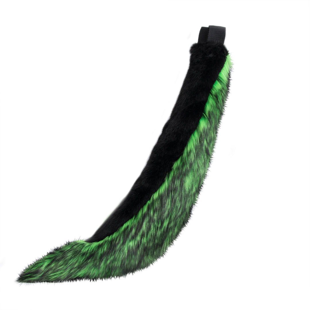 lime green Pawstar fluffy wild wolf tail. Great for halloween costume and furry cosplay.