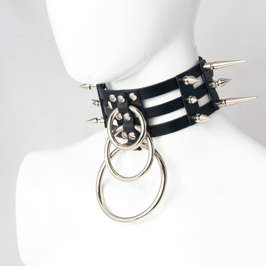 Spike Waterfall Cage Collar - Pawstar dsfusion Leather goth, leather, ship-15, ship-15day