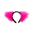 Hot Pink Cat Ears, Fluffy Mew Ear Headband - Pawstar cat ear headband for costumes, cosplay, fursuit, fashion, therian