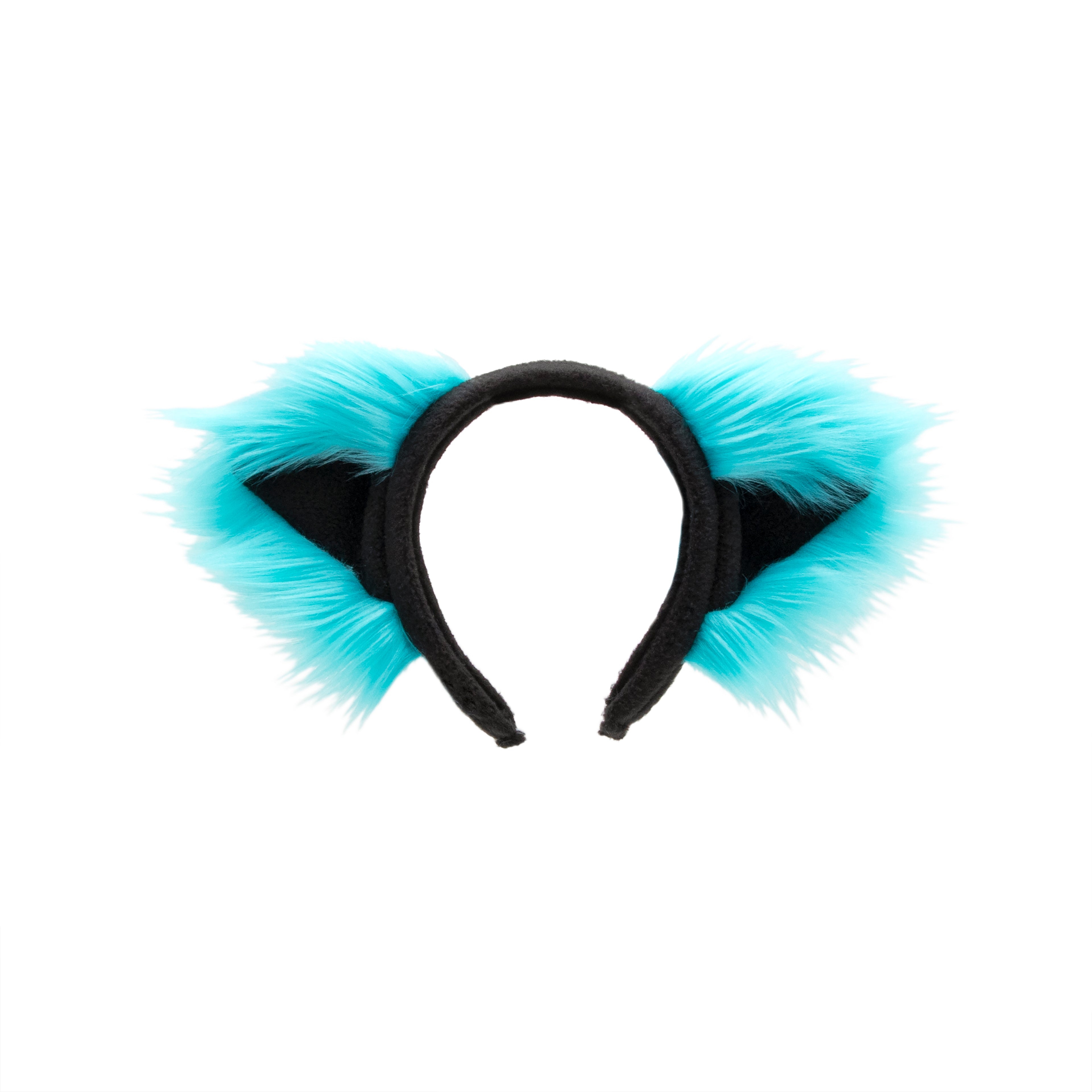 Turquoise Cat Ears, Fluffy Mew Ear Headband - Pawstar cat ear headband for costumes, cosplay, fursuit, fashion, therian