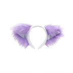 Lavender/White Cat Ears, Fluffy Mew Ear Headband - Pawstar cat ear headband for costumes, cosplay, fursuit, fashion, therian