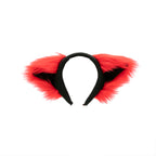 Red Cat Ears, Fluffy Mew Ear Headband - Pawstar cat ear headband for costumes, cosplay, fursuit, fashion, therian