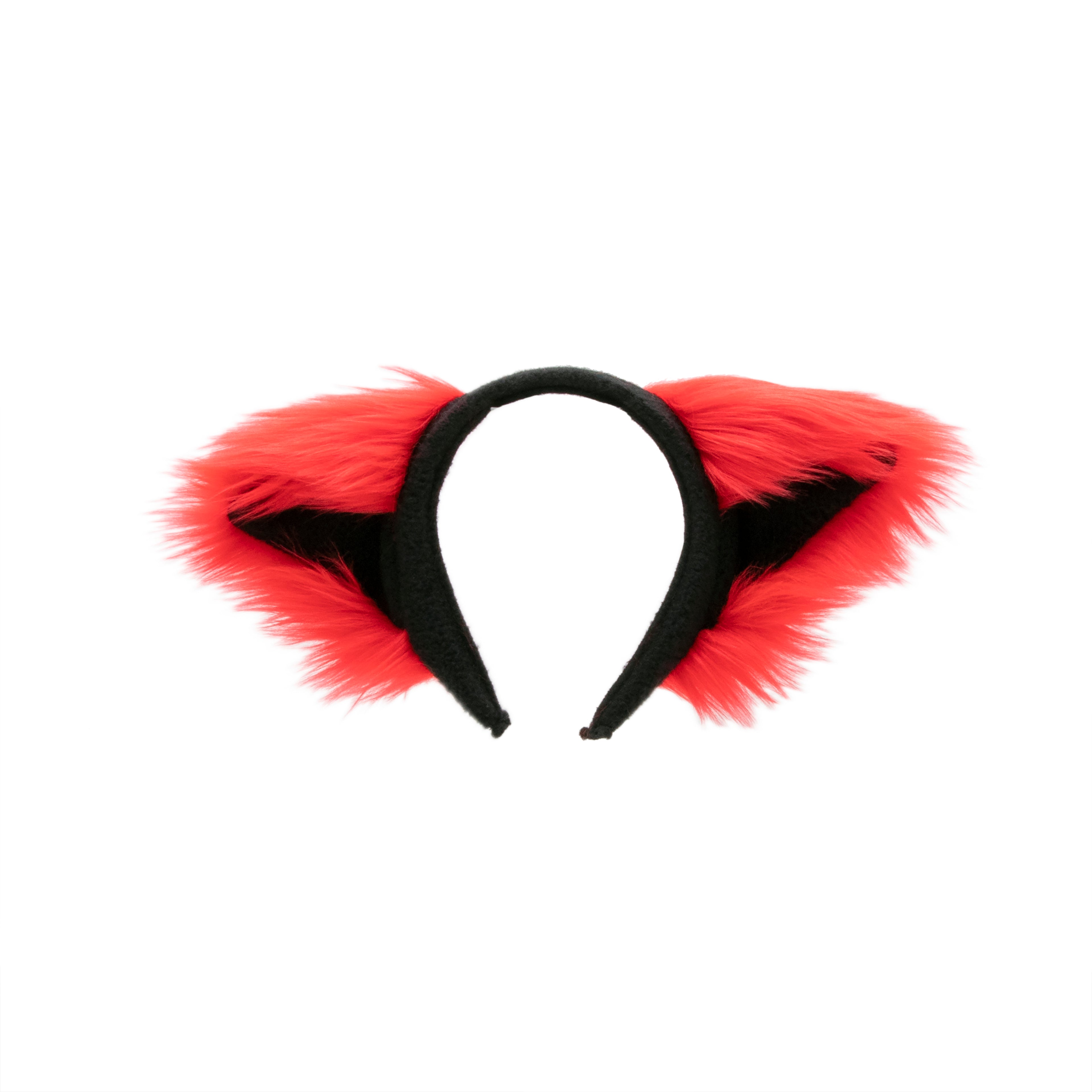 Red Cat Ears, Fluffy Mew Ear Headband - Pawstar cat ear headband for costumes, cosplay, fursuit, fashion, therian
