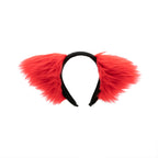 Red Cat Ears, Fluffy Mew Ear Headband - Pawstar cat ear headband for costumes, cosplay, fursuit, fashion, therian
