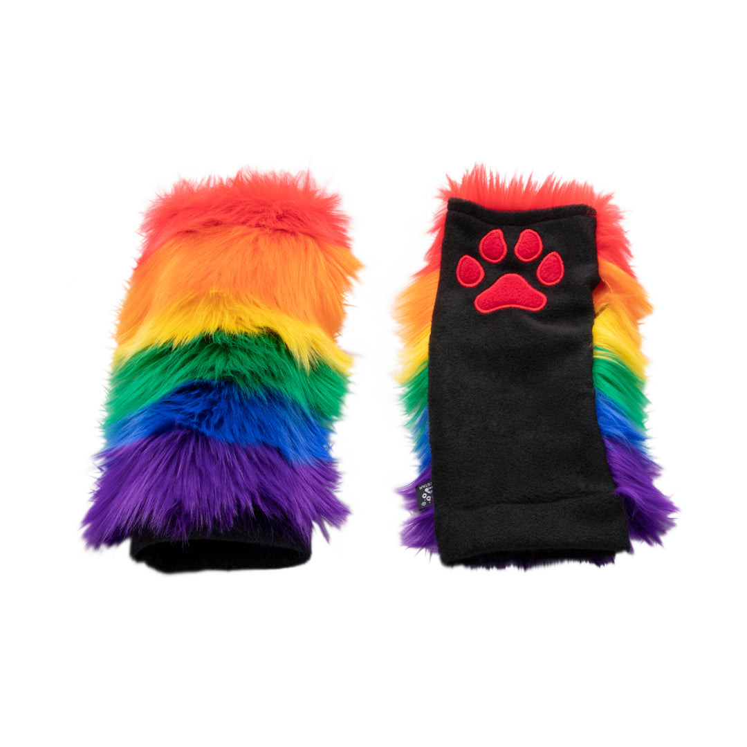 Rainbow Stripe Paw Warmers - Pawstar Pawstar PawWarmers cosplay, costume, furry, hand paws, paw, pawwarmer, pride, ship-15, ship-30day