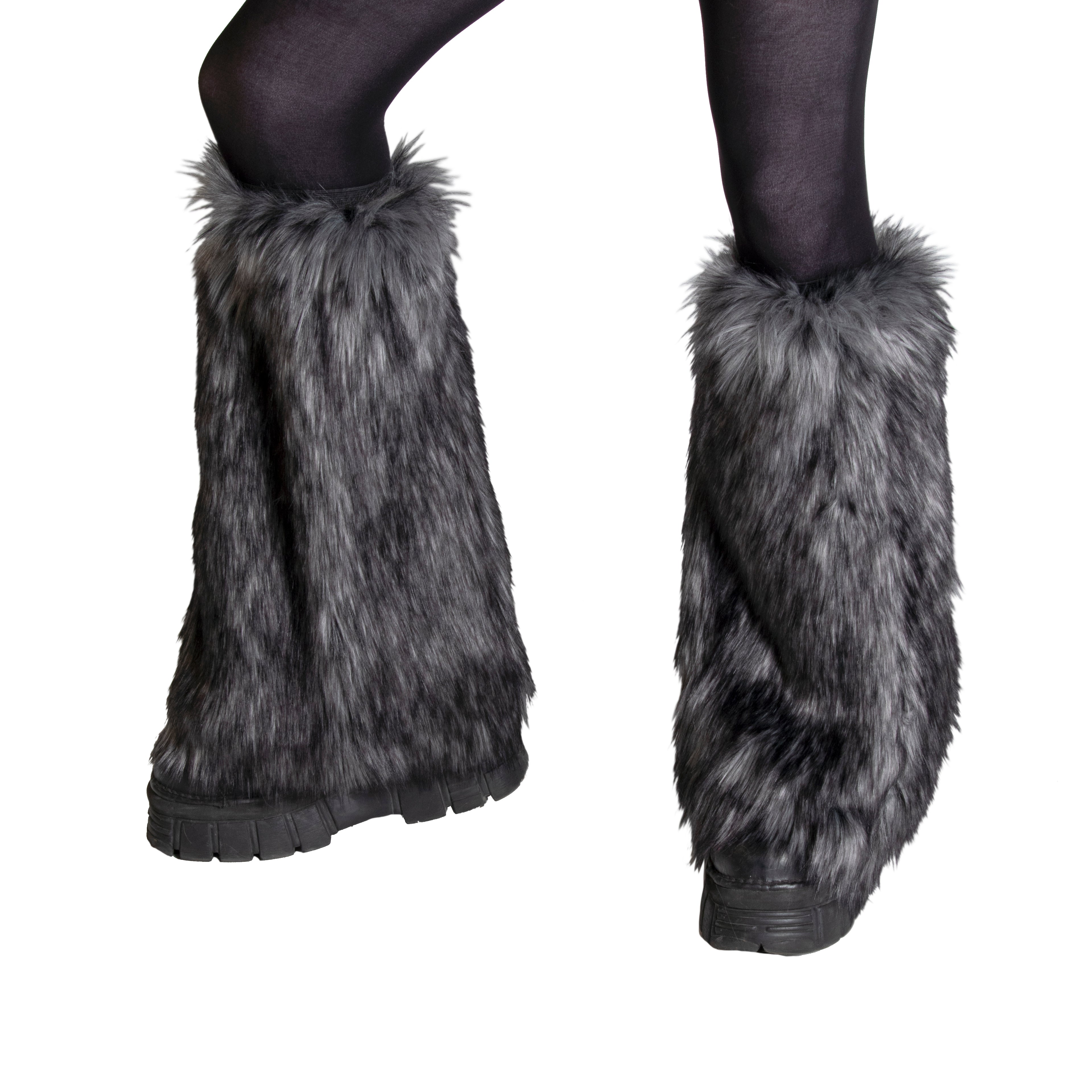 grey gray Wild Wolf Fur Leg Warmers - Pawstar Pawstar Leg Warmers cosplay, costume, furry, Legs, wolf