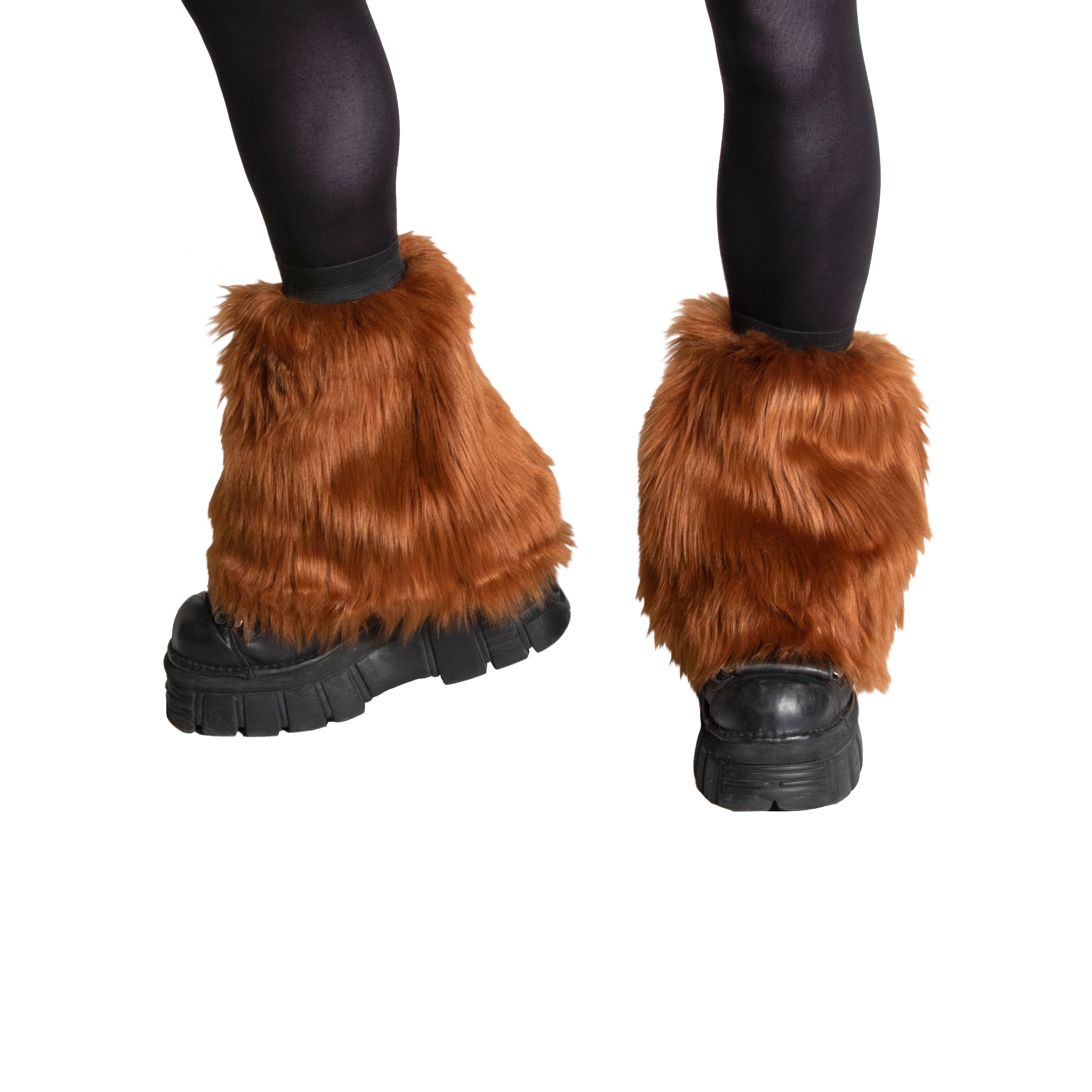 Pawstar Wild Wolf Fur Leg Warmers - Faux natural realistic rave dance shops fluffy fluffies costume cosplay furry 2510