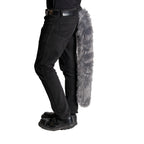 grey gray Pawstar classic original faux fur kitty cat costume tail for cosplay and partial furry fursuits. Unisex adult halloween costume.