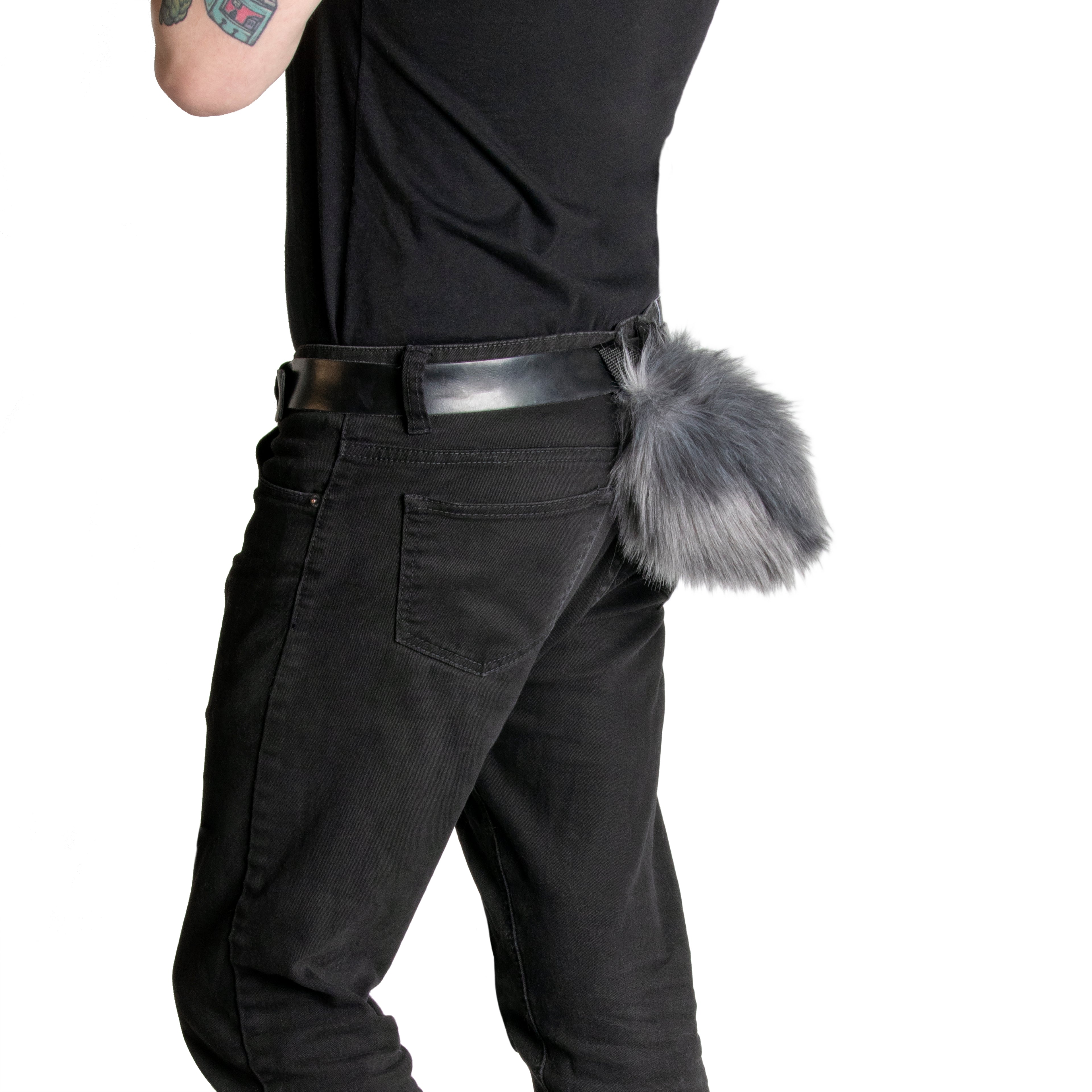 Bunny Tail faux fur rabbit furry fluffy partial fursuit halloween costume or hopps zootopia beastars cosplay accessory in grey gray