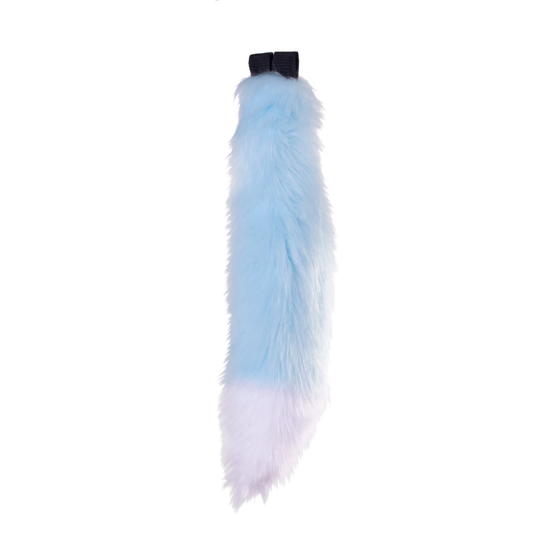 pastel light blue Pawstar fluffy furry costume mini fox tail. Great for Halloween, Parties, and more.