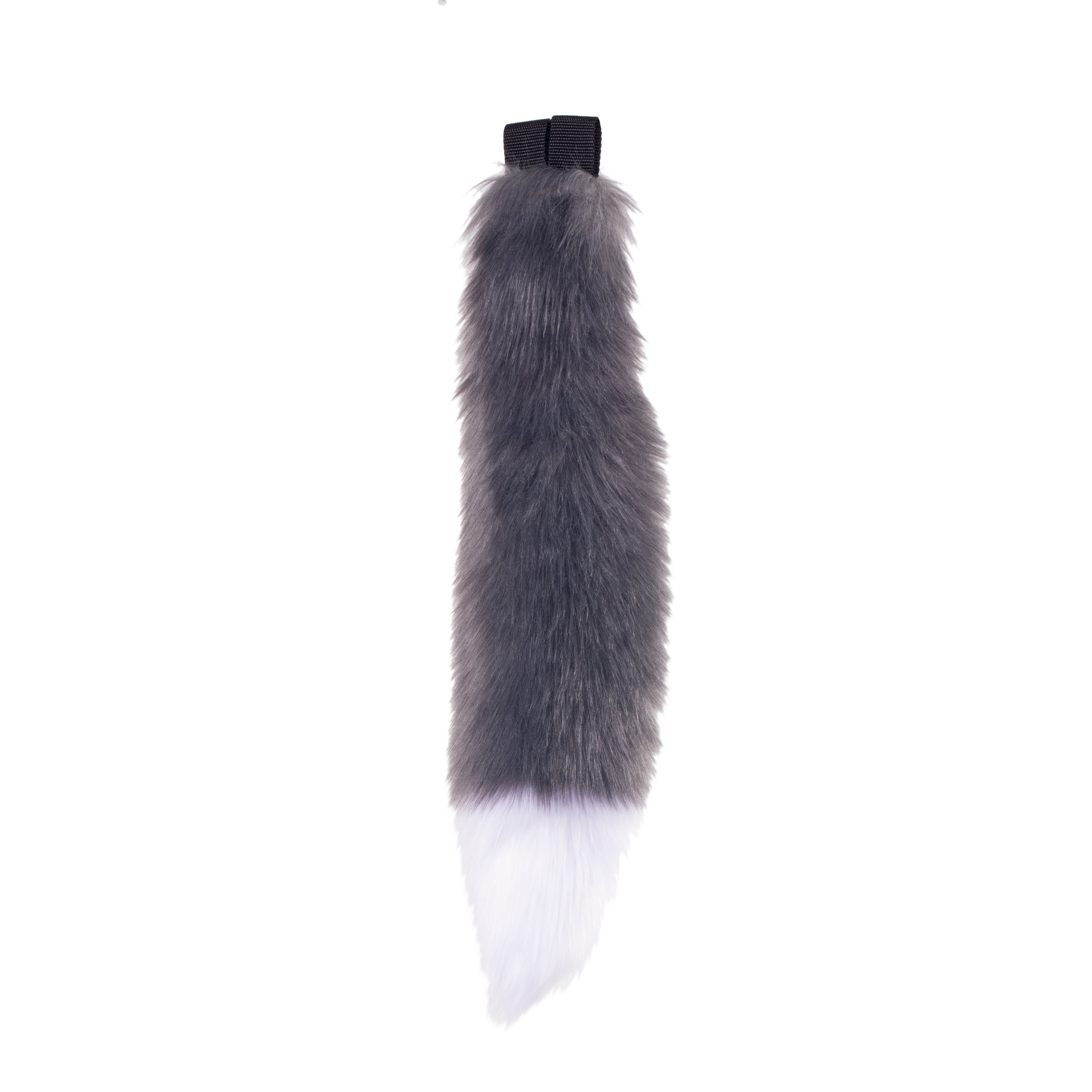 grey gray with white tip Mini Fox Tail - Pawstar Pawstar Tails canine