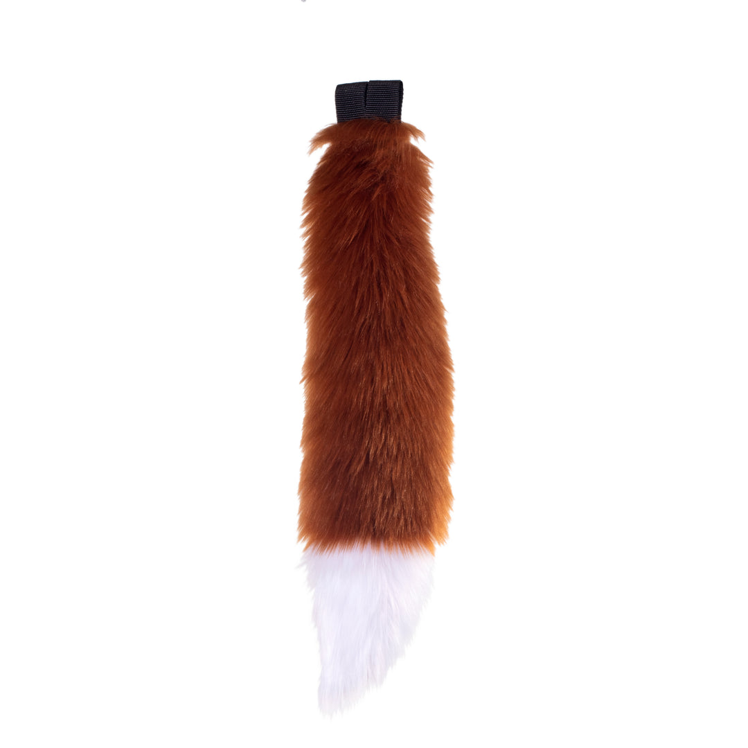 rust brown Pawstar fluffy furry costume mini fox tail. Great for Halloween, Parties, and more.