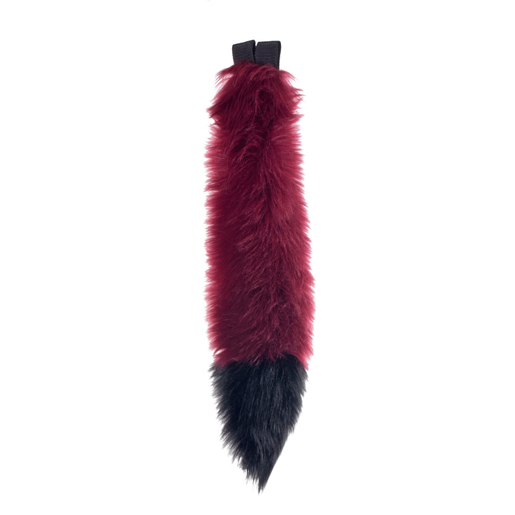 merlot burgandy Pawstar fluffy furry costume mini fox tail. Great for Halloween, Parties, and more.