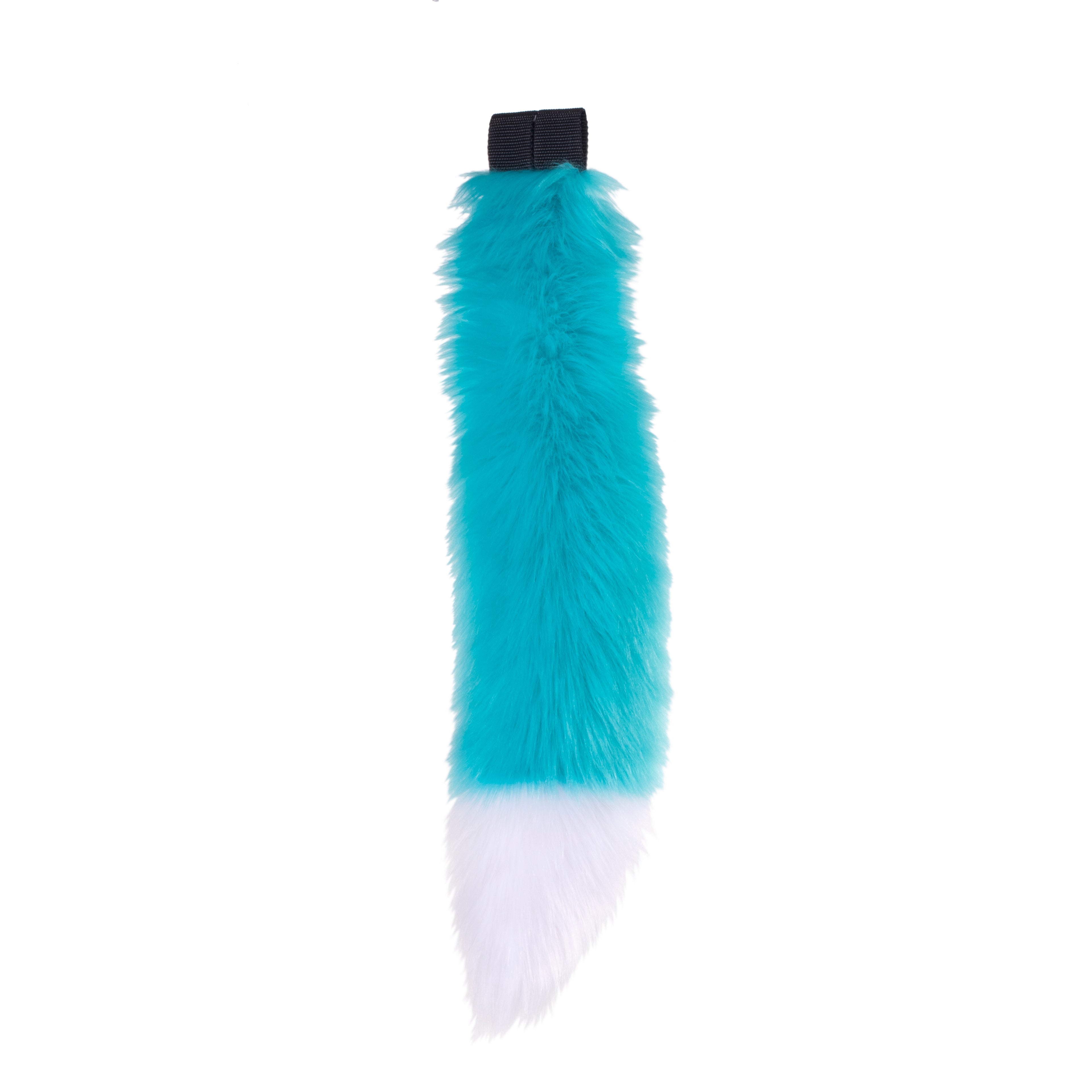 teal turquoise with white tip Mini Fox Tail - Pawstar Pawstar Tails canine