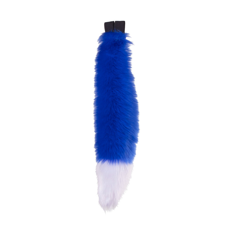 blue Pawstar fluffy furry costume mini fox tail. Great for Halloween, Parties, and more.