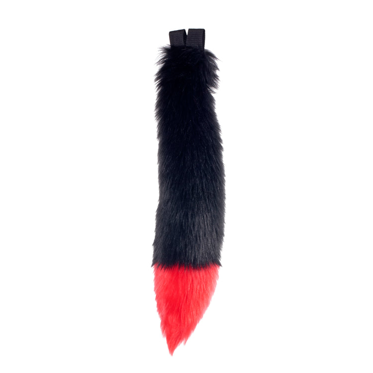 red  Yip Tip Mini Fox Tail by pawstar. Made from vegan friendly faux fur. Perfect for halloween costumes cosplay and more. Made in the USA