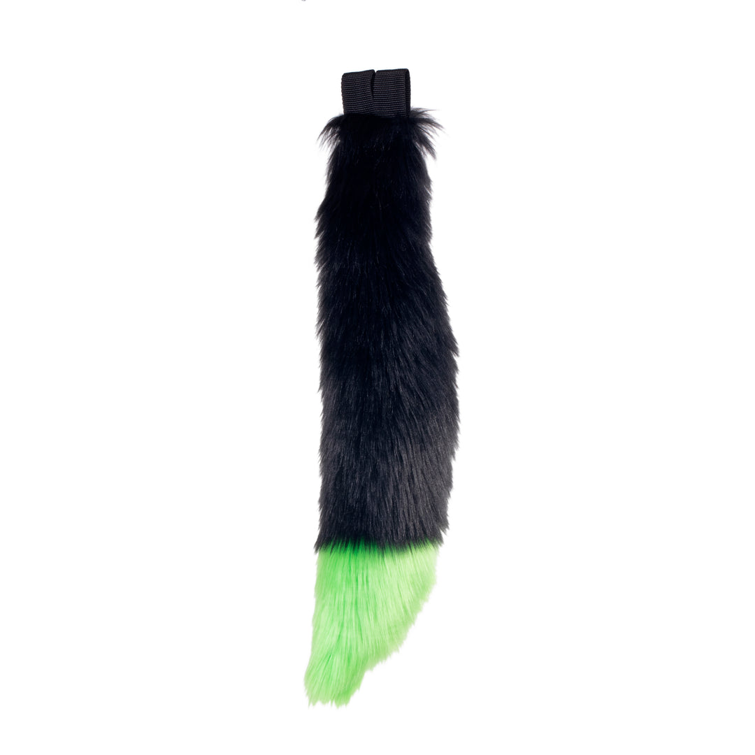 lime green  Yip Tip Mini Fox Tail by pawstar. Made from vegan friendly faux fur. Perfect for halloween costumes cosplay and more. Made in the USA