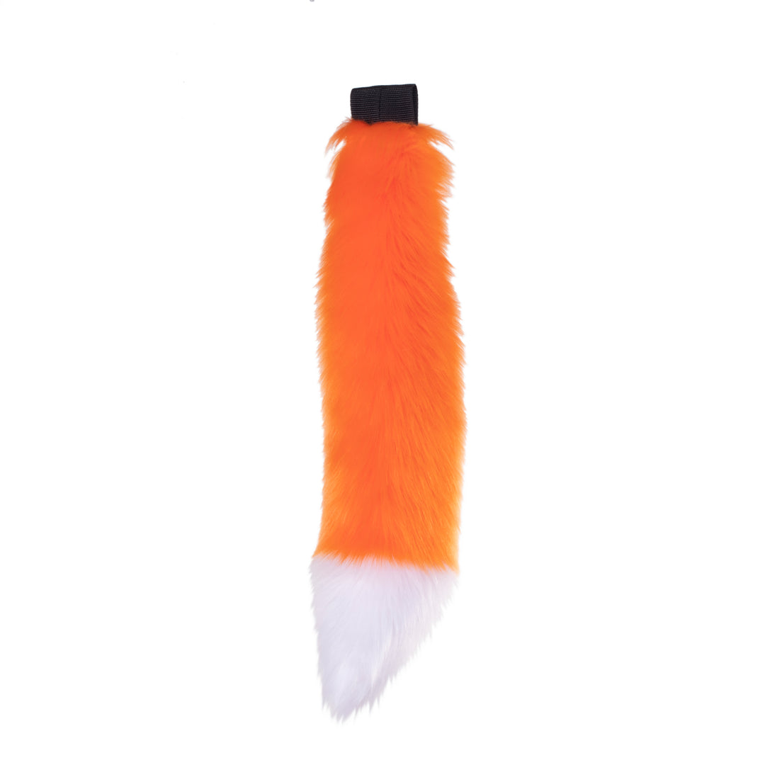 orange Pawstar fluffy furry costume mini fox tail. Great for Halloween, Parties, and more.