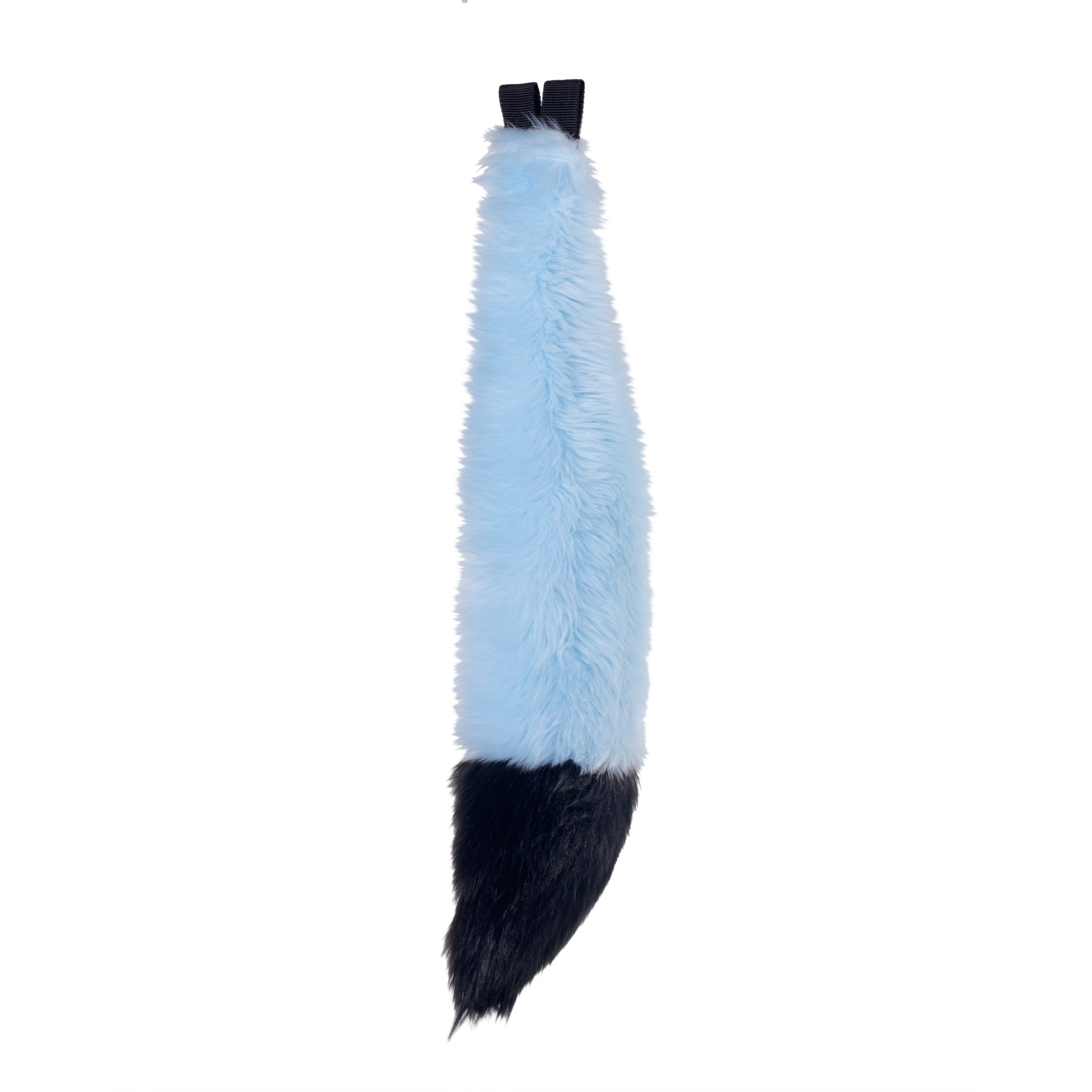 light blue pastel and black Full size fox tail by pawstar. These faux fur tails are perfect for cosplay, halloween costumes, partial fursuit and more. Made in the USA since 2003.
