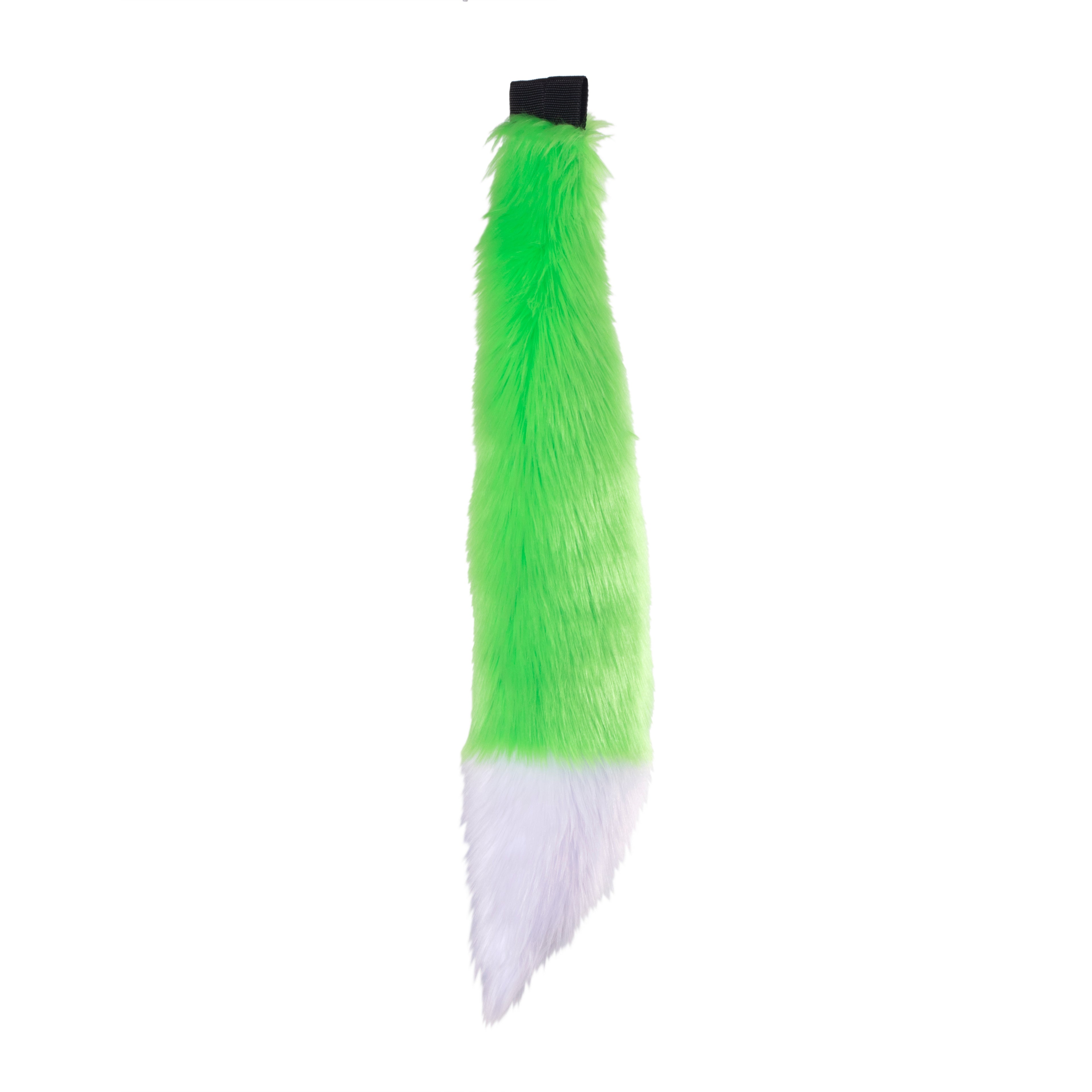 lime green Full size fox tail by pawstar. These faux fur tails are perfect for cosplay, halloween costumes, partial fursuit and more. Made in the USA since 2003.