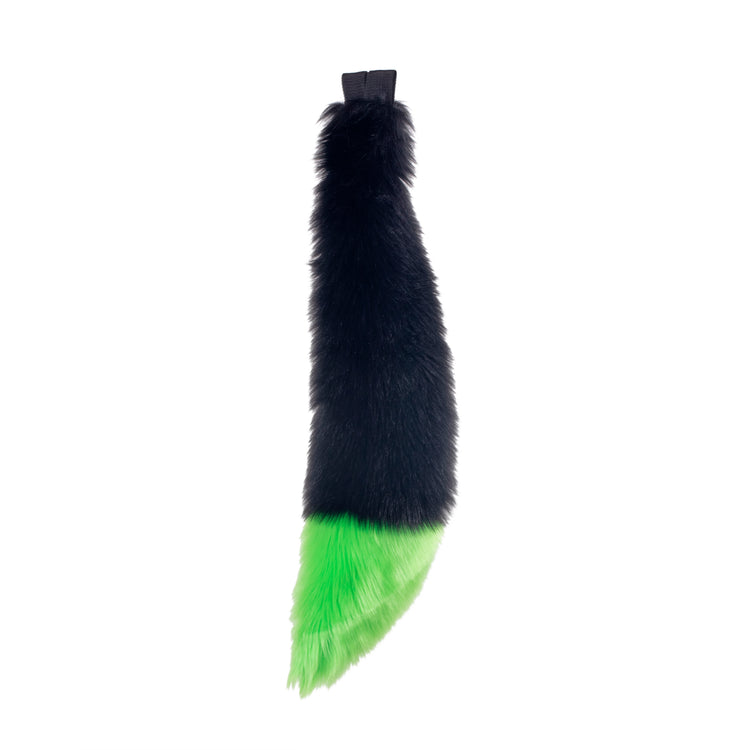 lime green Pawstar furry fluffy faux fur yip tip fox tail. For costumes, cosplay and furry.