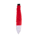 red and white Full size fox tail by pawstar. These faux fur tails are perfect for cosplay, halloween costumes, partial fursuit and more. Made in the USA since 2003.