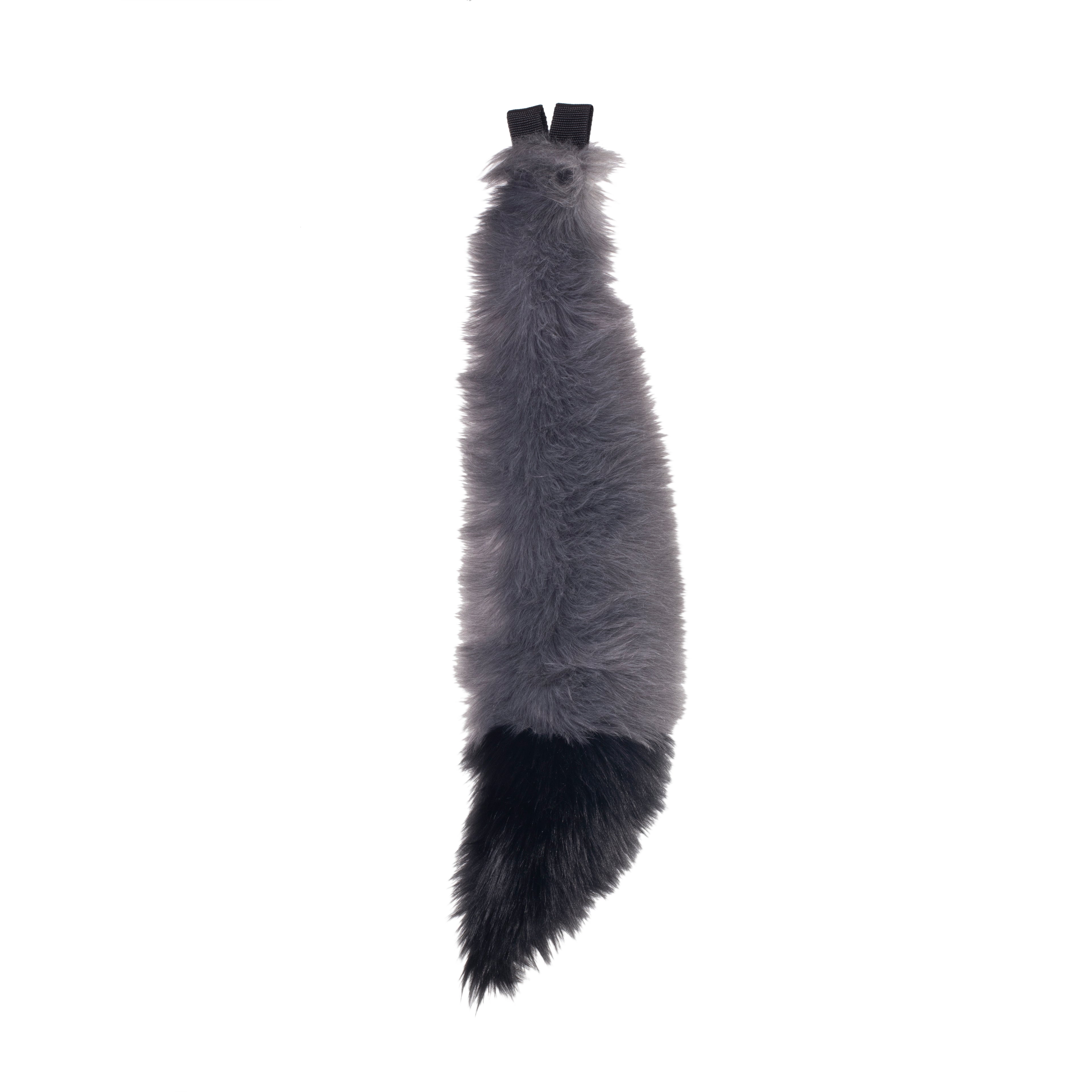 grey gray and black Full size fox tail by pawstar. These faux fur tails are perfect for cosplay, halloween costumes, partial fursuit and more. Made in the USA since 2003.