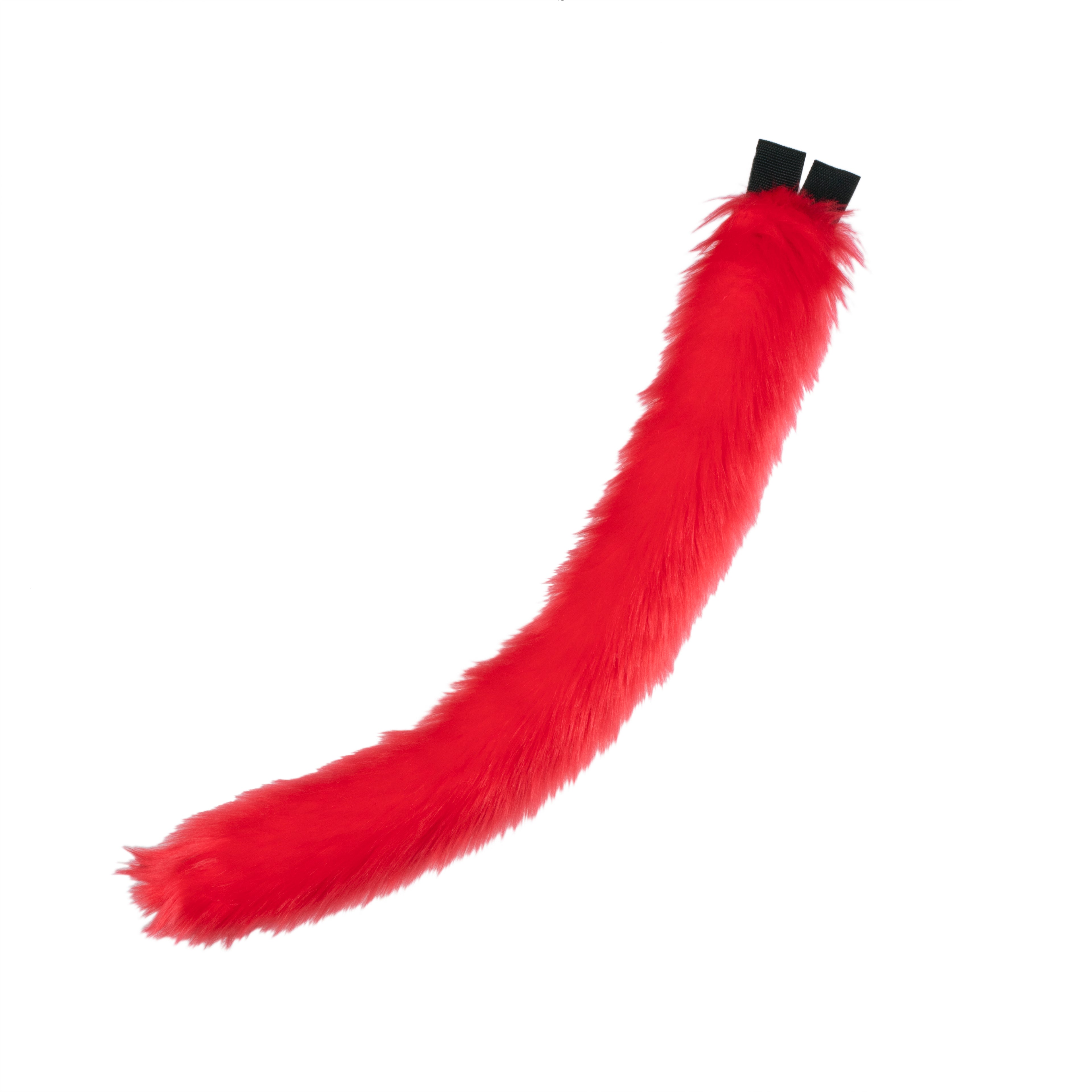 red Pawstar classic original faux fur kitty cat costume tail for cosplay and partial furry fursuits. Unisex adult halloween costume.
