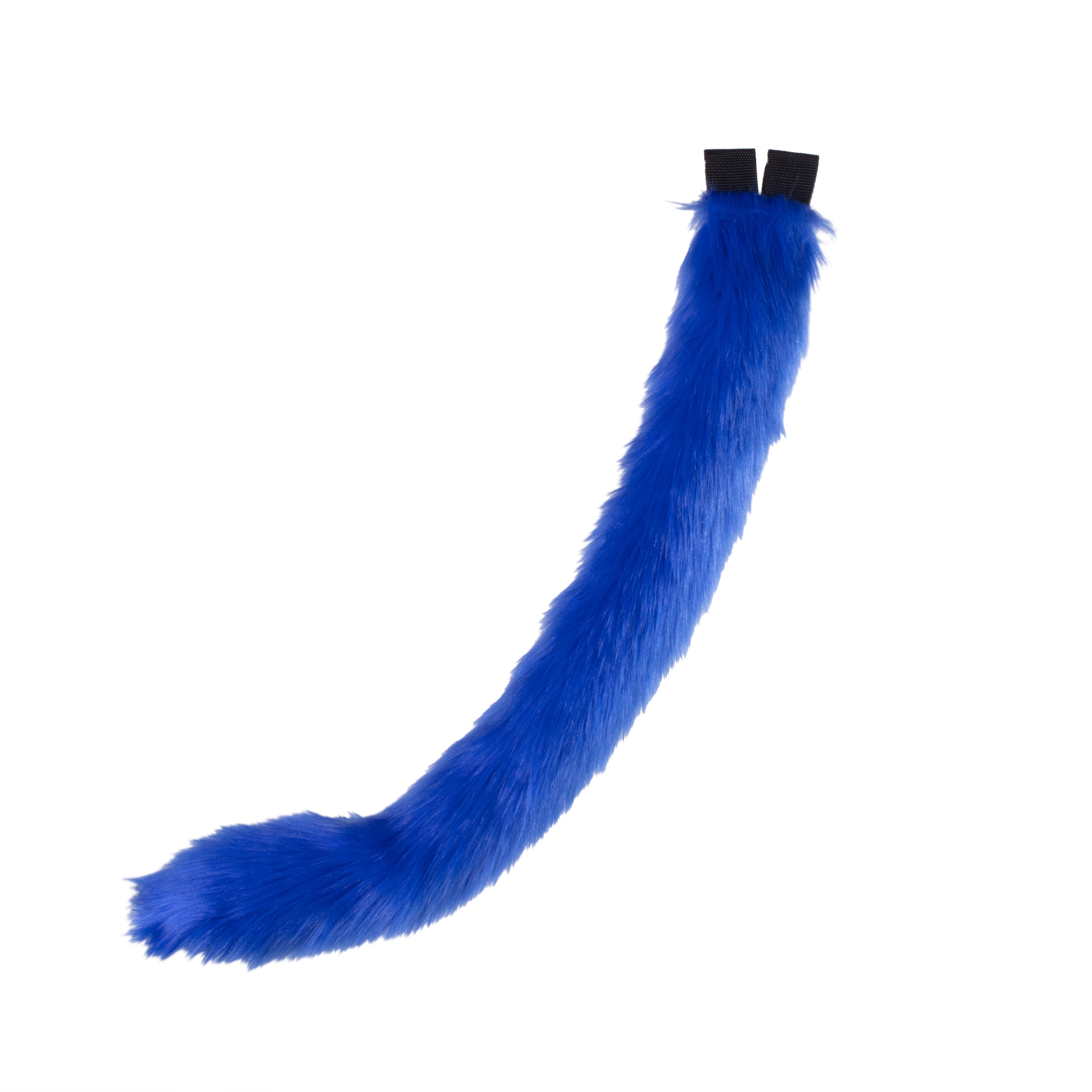 blue Pawstar classic original faux fur kitty cat costume tail for cosplay and partial furry fursuits. Unisex adult halloween costume.